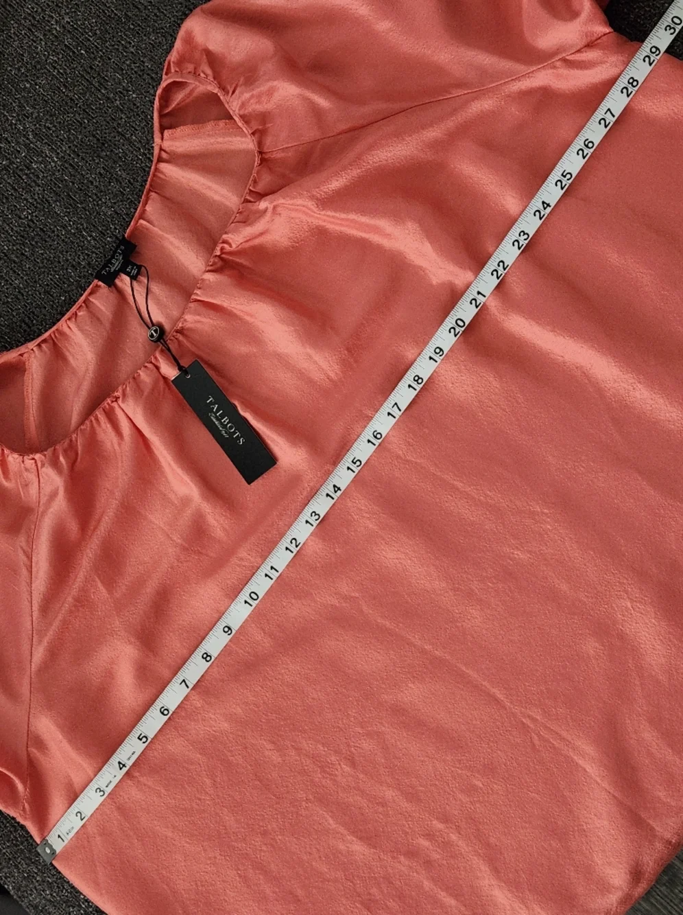 🆕️ 🍁Talbots🍁 - Peach Orange Silk Peasant Top - Picture 9 of 10